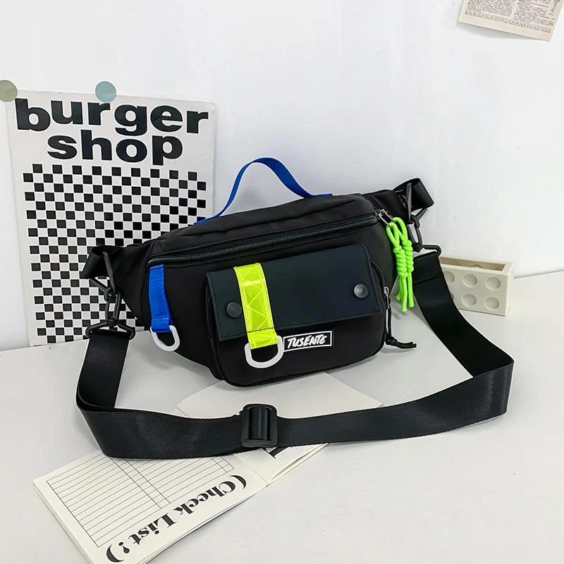 Polyester Letter-Logo Sports Chest Bag Black color SKU reference