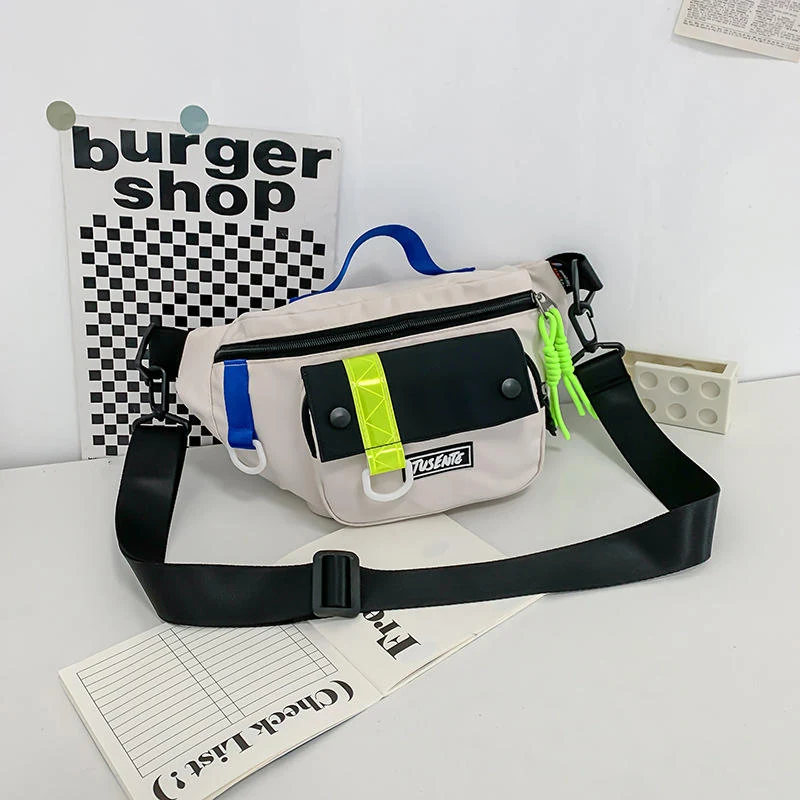 Polyester Letter-Logo Sports Chest Bag White color SKU reference