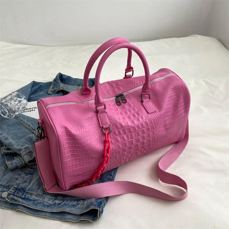 PU Sports and Gym Weekender Duffel Pink color SKU reference