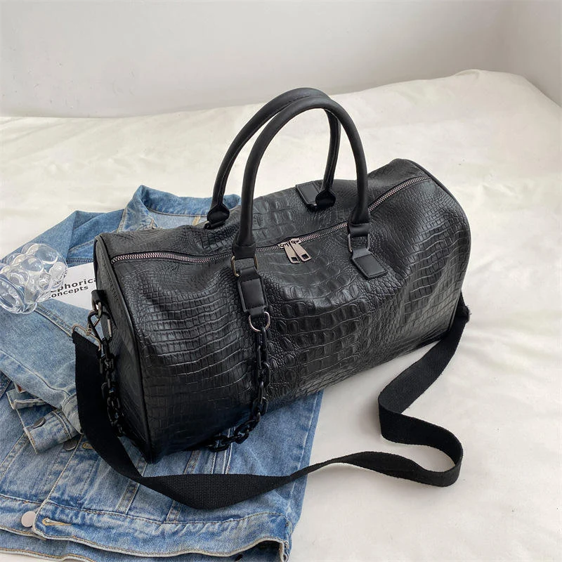 PU Sports and Gym Weekender Duffel Black color SKU reference