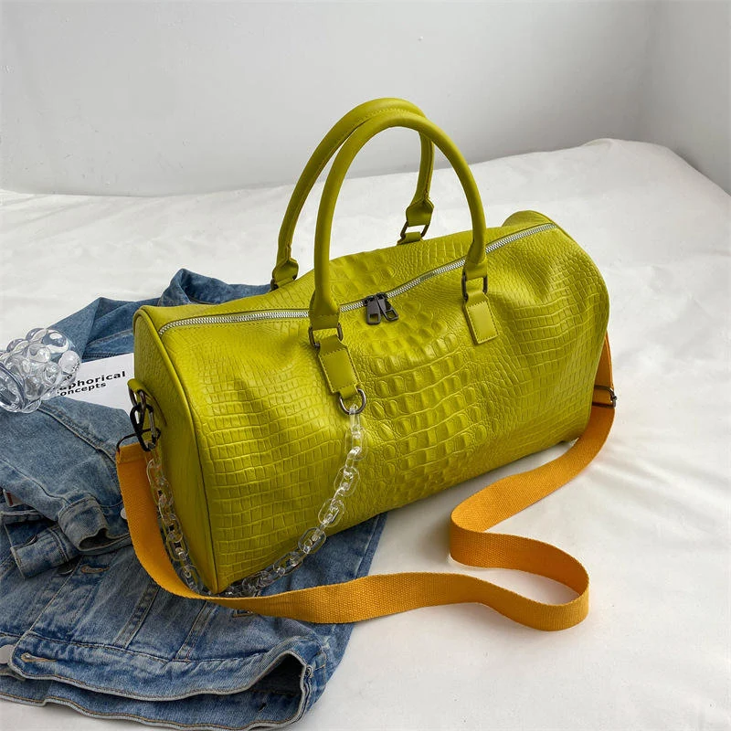 PU Sports and Gym Weekender Duffel Yellow color SKU reference