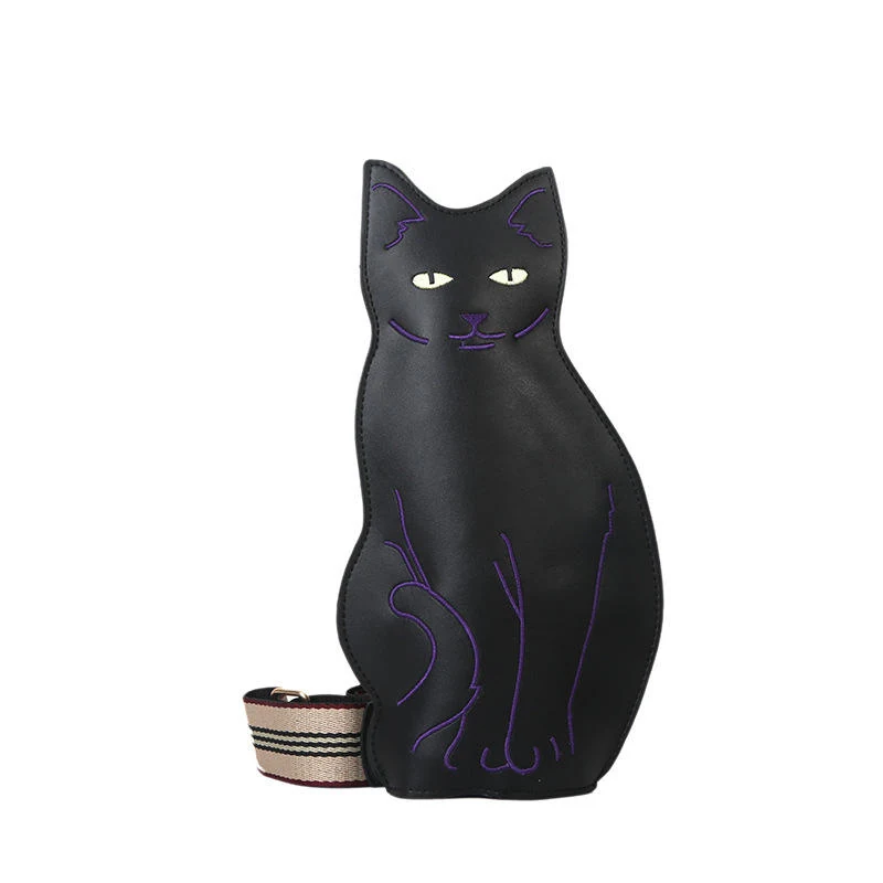 PU Cartoon Cat Phone and Crossbody Bag Purple color SKU reference