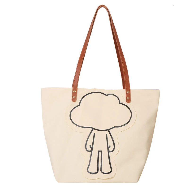 Canvas Everyday Travel Tote with Fold-Flat Storage White color SKU reference