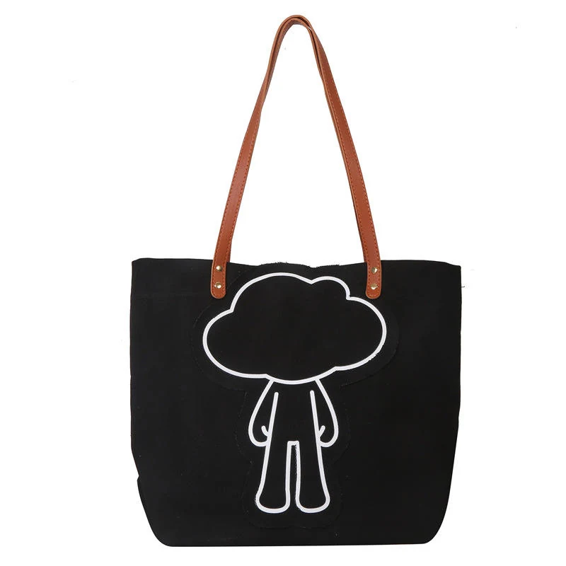 Canvas Everyday Travel Tote with Fold-Flat Storage Black color SKU reference