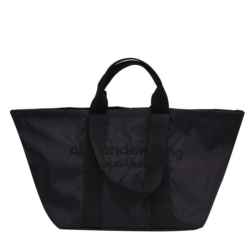 Nylon Letter-Embroidery Travel Tote Black · Style 2 color SKU reference