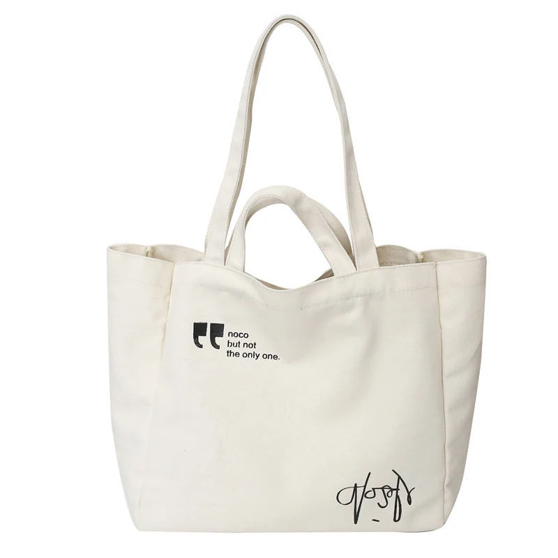 Canvas Letter-Print Travel Tote with Fold-Flat Storage White color SKU reference