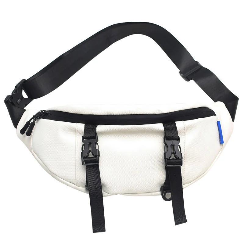 Large-Capacity Polyester Chest Bag with Zipper White color SKU reference