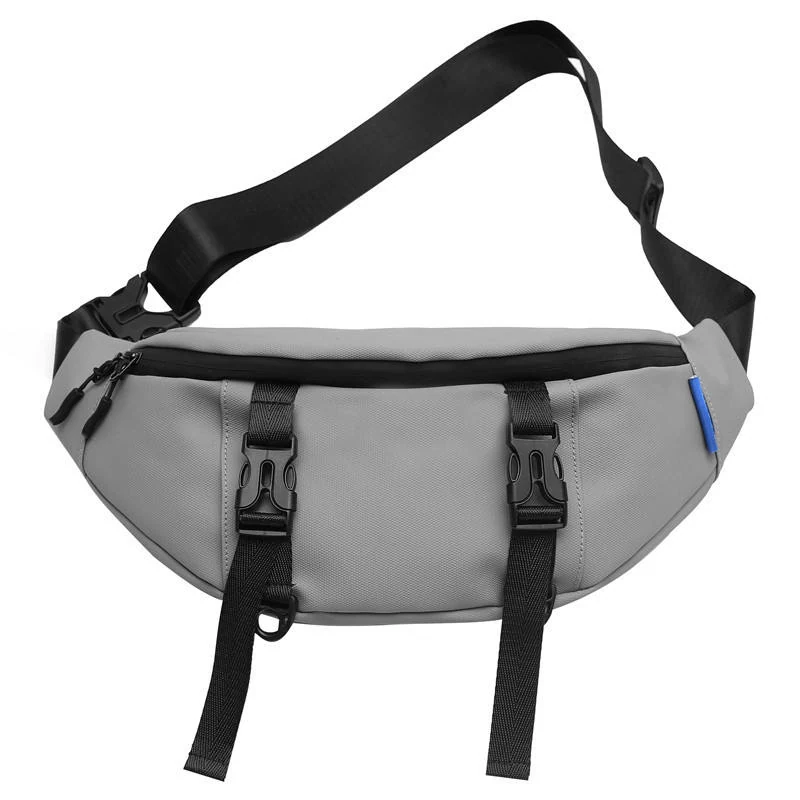 Large-Capacity Polyester Chest Bag with Zipper Gray color SKU reference