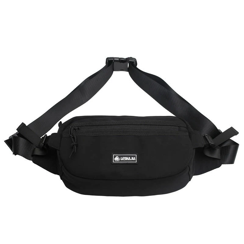 Lightweight Polyester Multifunctional Chest Bag Black color SKU reference