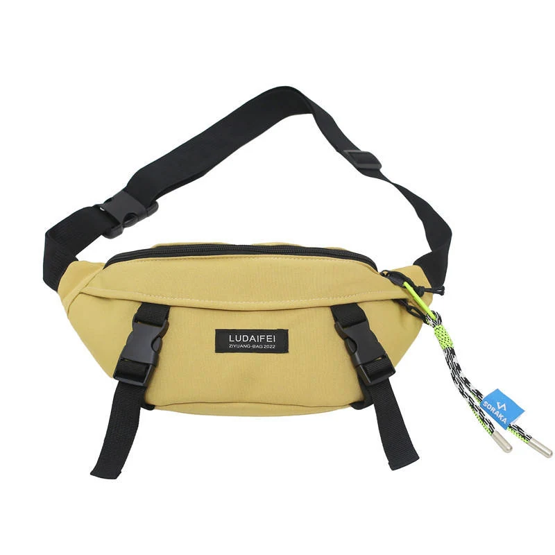 Nylon Chest Bag with Letter Logo Styling Dark Khaki color SKU reference