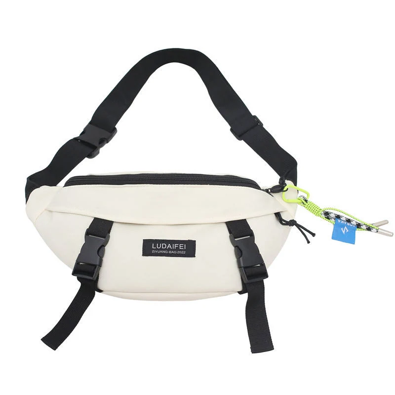 Nylon Chest Bag with Letter Logo Styling White color SKU reference