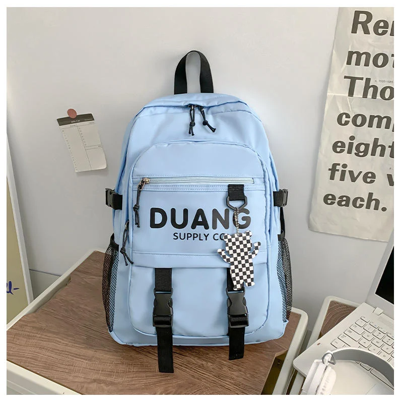 Student Backpack with Bear Pendant Detail Sky Blue color SKU reference