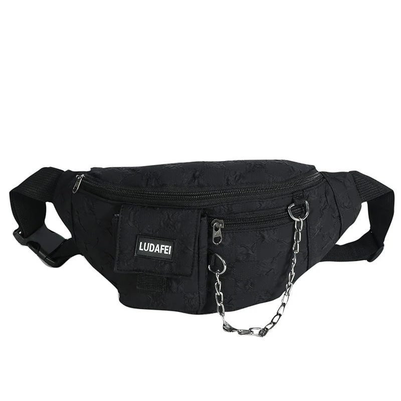 Polyester Plaid Chest and Crossbody Bag Black color SKU reference