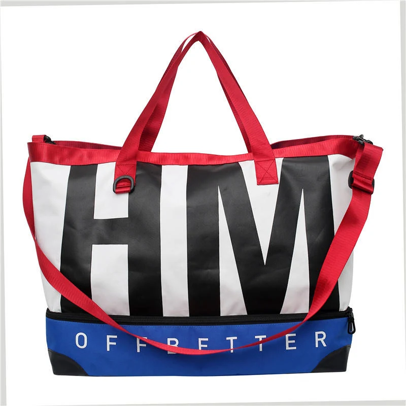Foldable Nylon Travel Duffel with Shoe Storage Deep Blue color SKU reference