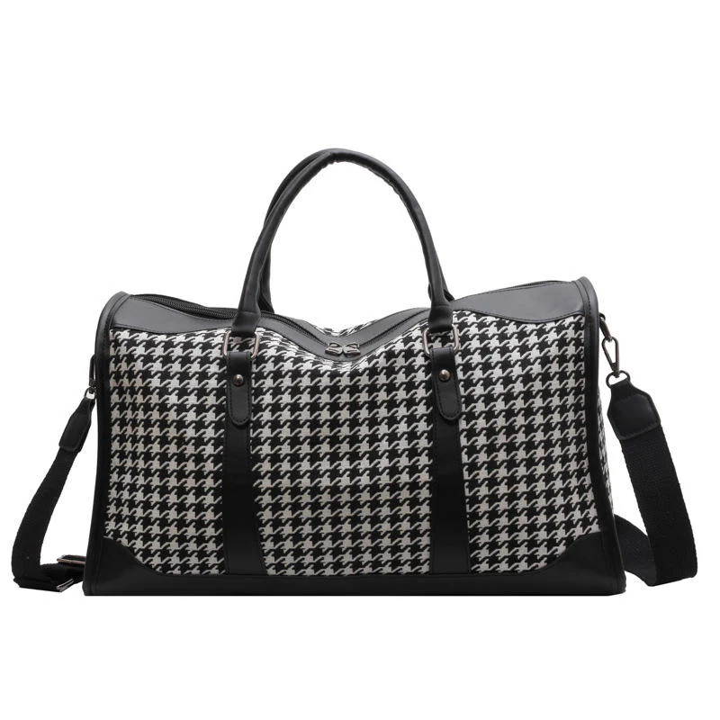 Retro Plaid Weekender with Two Size Options Black color SKU reference