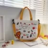 Cotton Cartoon-Print Mini Messenger Tote Design option 01 color SKU reference