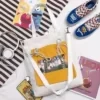 Cartoon-Print Cotton Multi-Pocket Tote Design option 04 color SKU reference