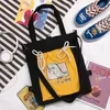 Cartoon-Print Cotton Multi-Pocket Tote Design option 12 color SKU reference