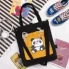 Cartoon-Print Cotton Multi-Pocket Tote Design option 14 color SKU reference