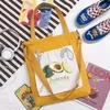 Cartoon-Print Cotton Multi-Pocket Tote Design option 15 color SKU reference