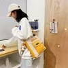 Cotton Letter-Print Multi-Pocket Messenger Tote Option 03 color SKU reference