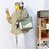 Letter-Print Cotton Crossbody Tote with Zipper Green color SKU reference