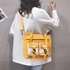 Cotton Crossbody Tote with Front Storage Pockets Yellow color SKU reference