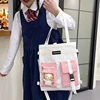 Cotton Tote with Clear Window Pocket White color SKU reference
