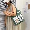 Cotton Tote with Clear Window Pocket Green color SKU reference