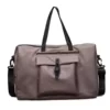 PU Travel Duffel with Front Pocket and Adjustable Strap Khaki color SKU reference