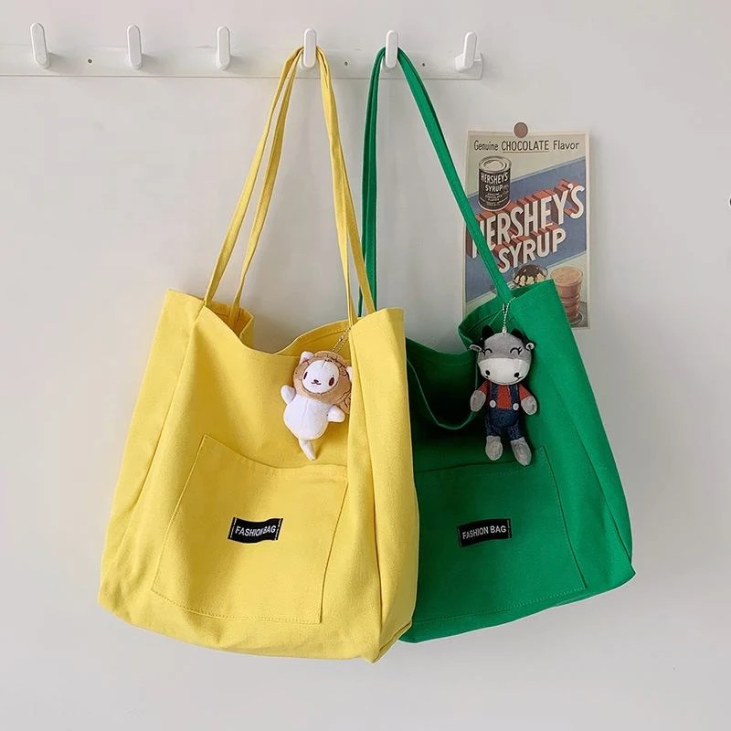 Cotton Open-Top Tote with Front Pocket product reference image