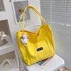 Cotton Open-Top Tote with Front Pocket Yellow color SKU reference