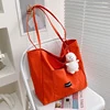 Cotton Open-Top Tote with Front Pocket Orange color SKU reference