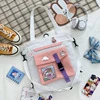 Cotton Crossbody Tote with Clear Front Pocket White color SKU reference
