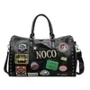 PU Travel Organizer Bag with Patch-Style Front Panels Black color SKU reference