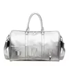 PU Short-Trip Tote with Two-Way Zipper and Front Pocket Silver color SKU reference