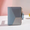 Patchwork PU Short Wallet in Three Colors Sky blue color SKU reference