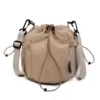 4 L Nylon Drawstring Mini Shoulder Bag Khaki color SKU reference