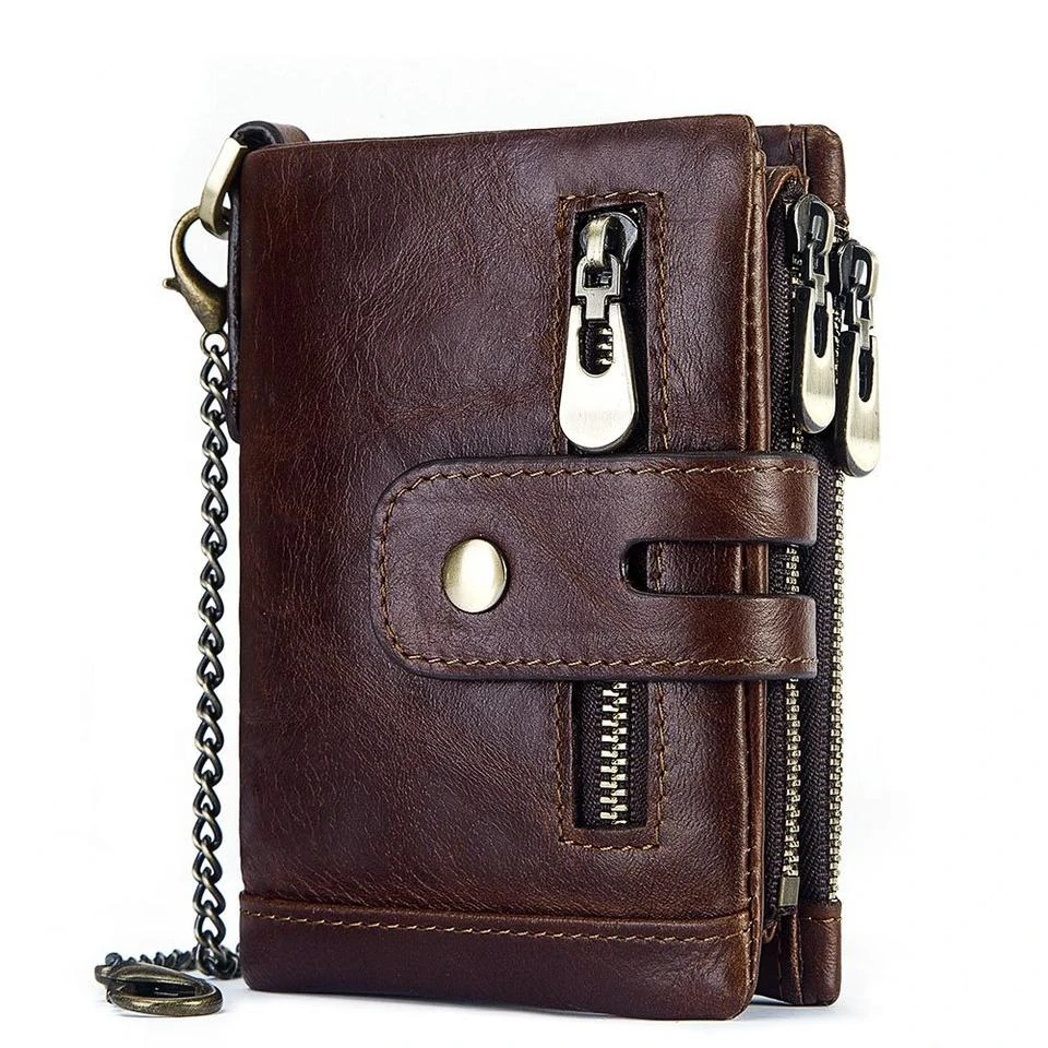 Genuine Leather Trifold Coin and Card Wallet product reference image