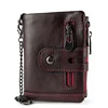 Genuine Leather Trifold Coin and Card Wallet Burgundy color SKU reference
