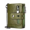 Genuine Leather Trifold Coin and Card Wallet Green color SKU reference