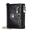 Genuine Leather Trifold Coin and Card Wallet Carbon fiber color SKU reference