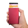 Slim Aluminum Card Holder with Color Options Red color SKU reference