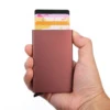 Slim Aluminum Card Holder with Color Options Brown color SKU reference