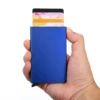 Slim Aluminum Card Holder with Color Options Blue color SKU reference