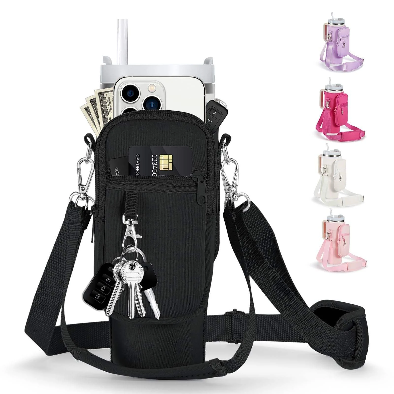40 oz Tumbler Carrier with Zip Pockets & Adjustable Strap product reference image