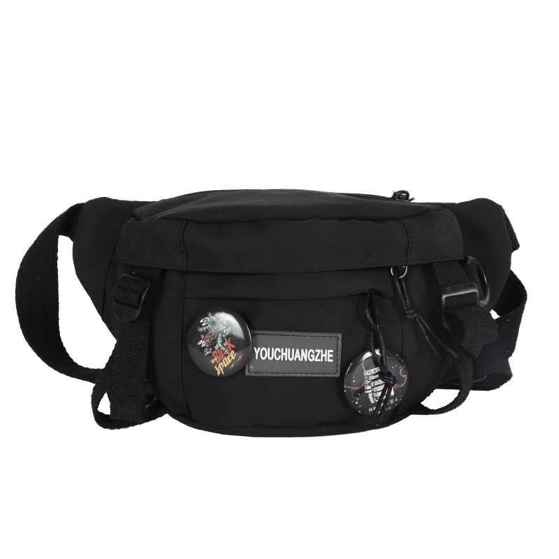 Polyester Waist Bag with Furry Monkey Charm Black color SKU reference
