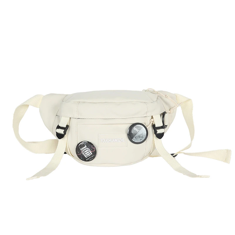 Polyester Waist Bag with Furry Monkey Charm White color SKU reference