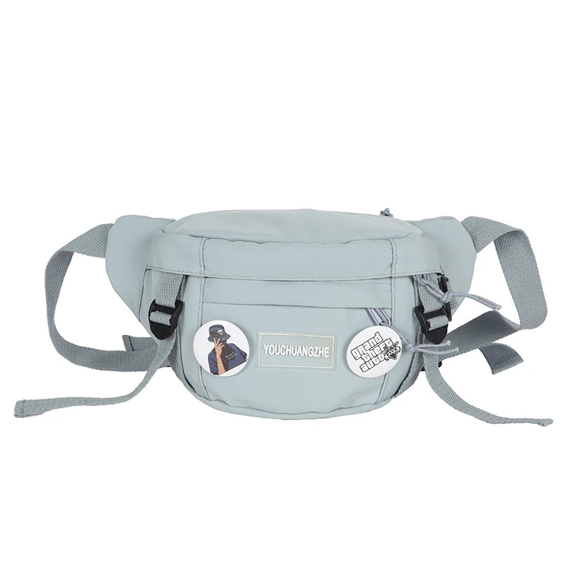 Polyester Waist Bag with Furry Monkey Charm Light Blue color SKU reference