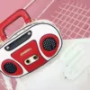 Retro Radio-Inspired PU Crossbody Bag Black color SKU reference
